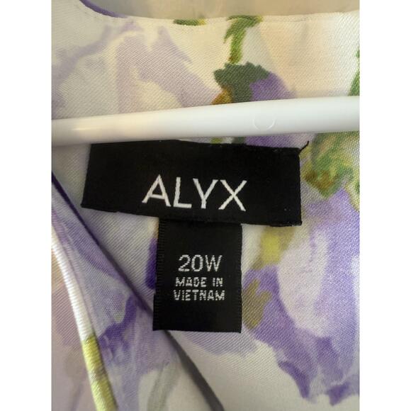 ALYX Dress Womens 20W White Floral Print‎ KneeLength Purple Flowers Elegant Chic - Picture 5 of 5